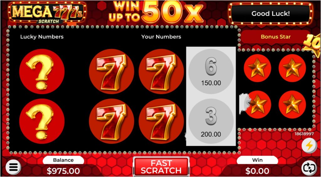 Mega 777 Scratch Cards online